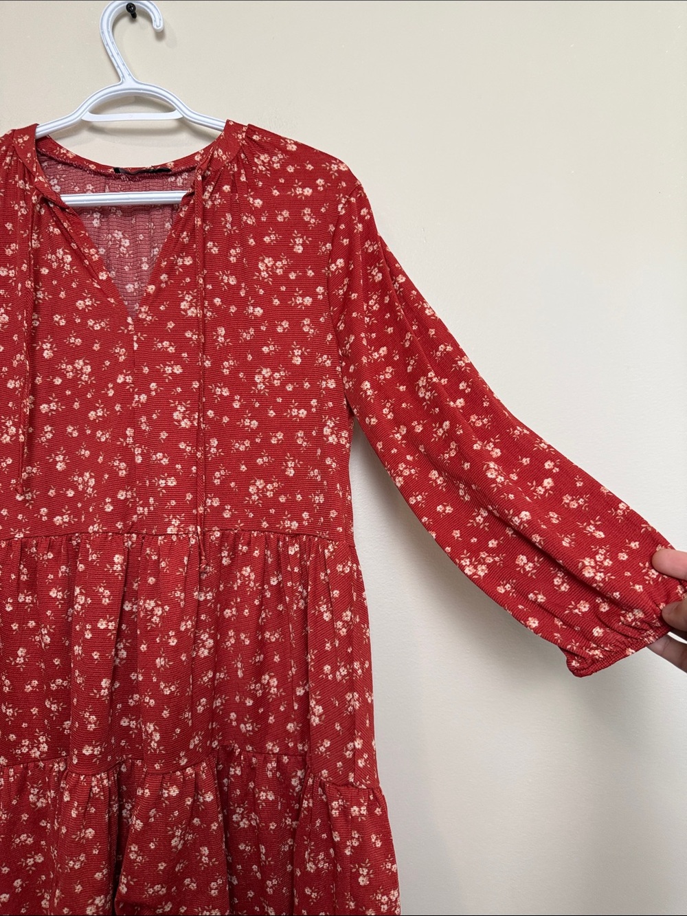 Reitmans Floral Tiered Dress S Long Sleeve Boho Midi - Picture 5 of 8